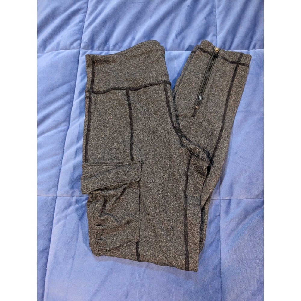 Lululemon Scenic Route Cargo Leggings Grey Heathered Ankle Zip Utility - Size 6‎